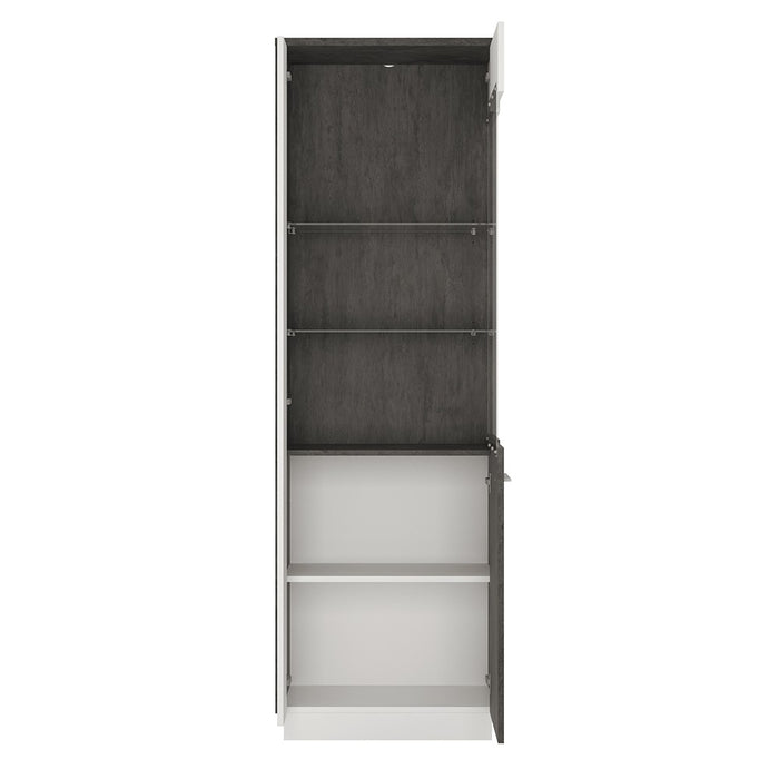 Giotto Slate Grey And Alpine White Tall Glazed Display Cabinet (RH) - FurniComp