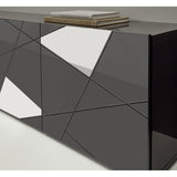 Giulia 3 Door Grey Gloss Sideboard with Mirrors - FurniComp