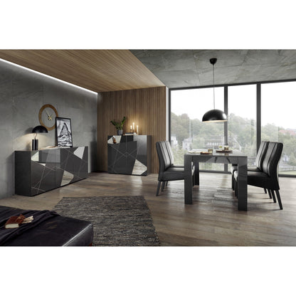 Giulia 3 Door Grey Gloss Sideboard with Mirrors - FurniComp