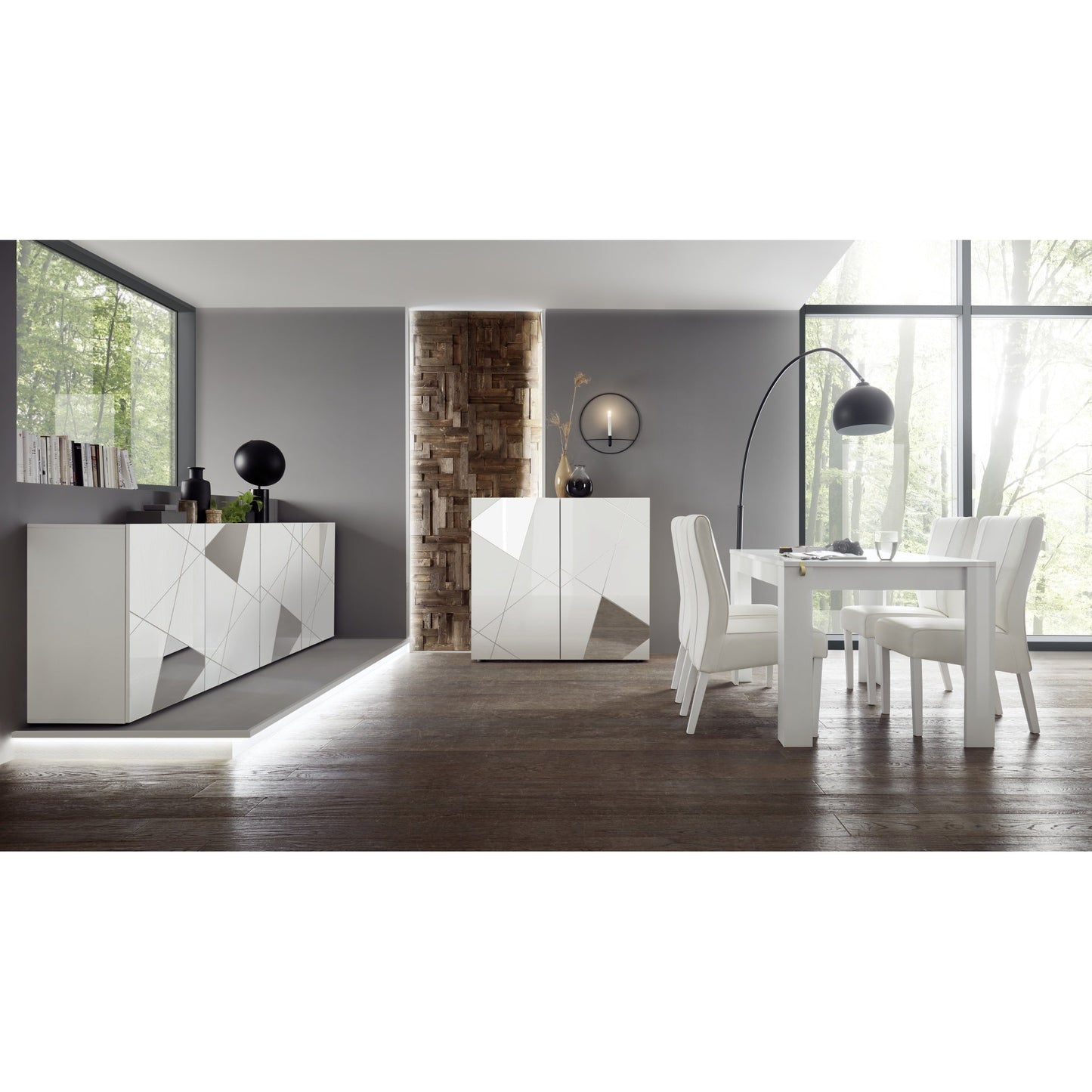 Giulia 4 Door White Gloss Sideboard with Mirrors - FurniComp