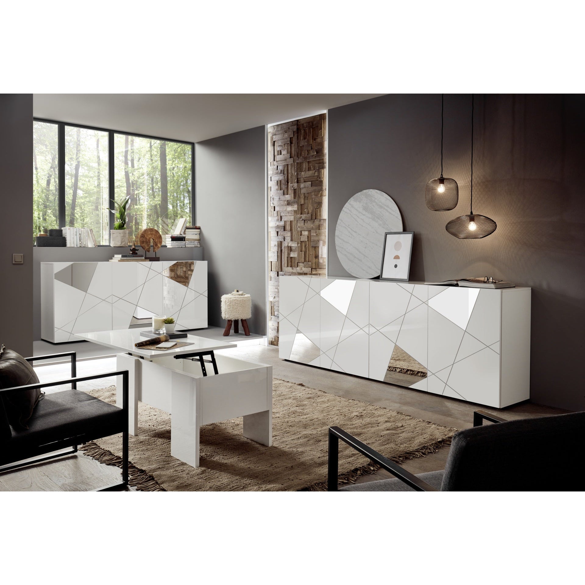 Giulia 4 Door White Gloss Sideboard with Mirrors - FurniComp