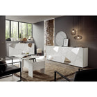 Giulia 3 Door White Gloss TV Unit with Mirrors - FurniComp