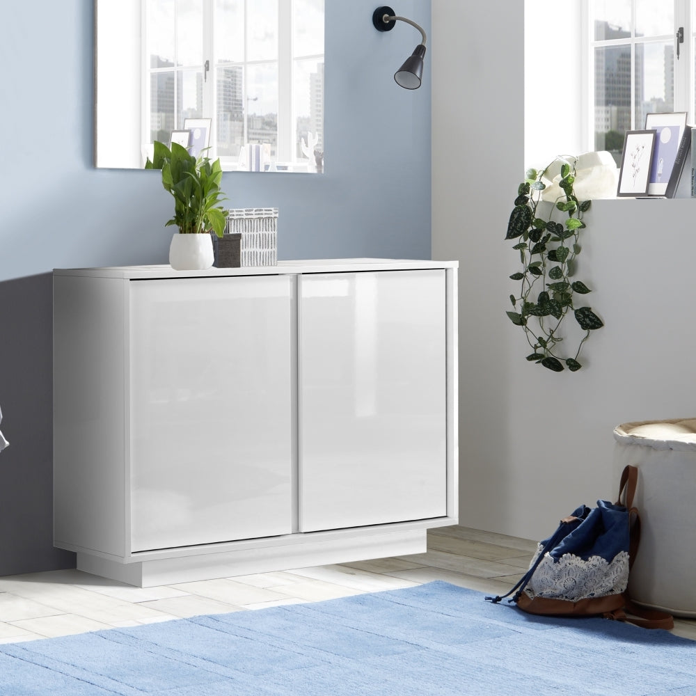 Glacia 2 Door White Gloss Sideboard - FurniComp