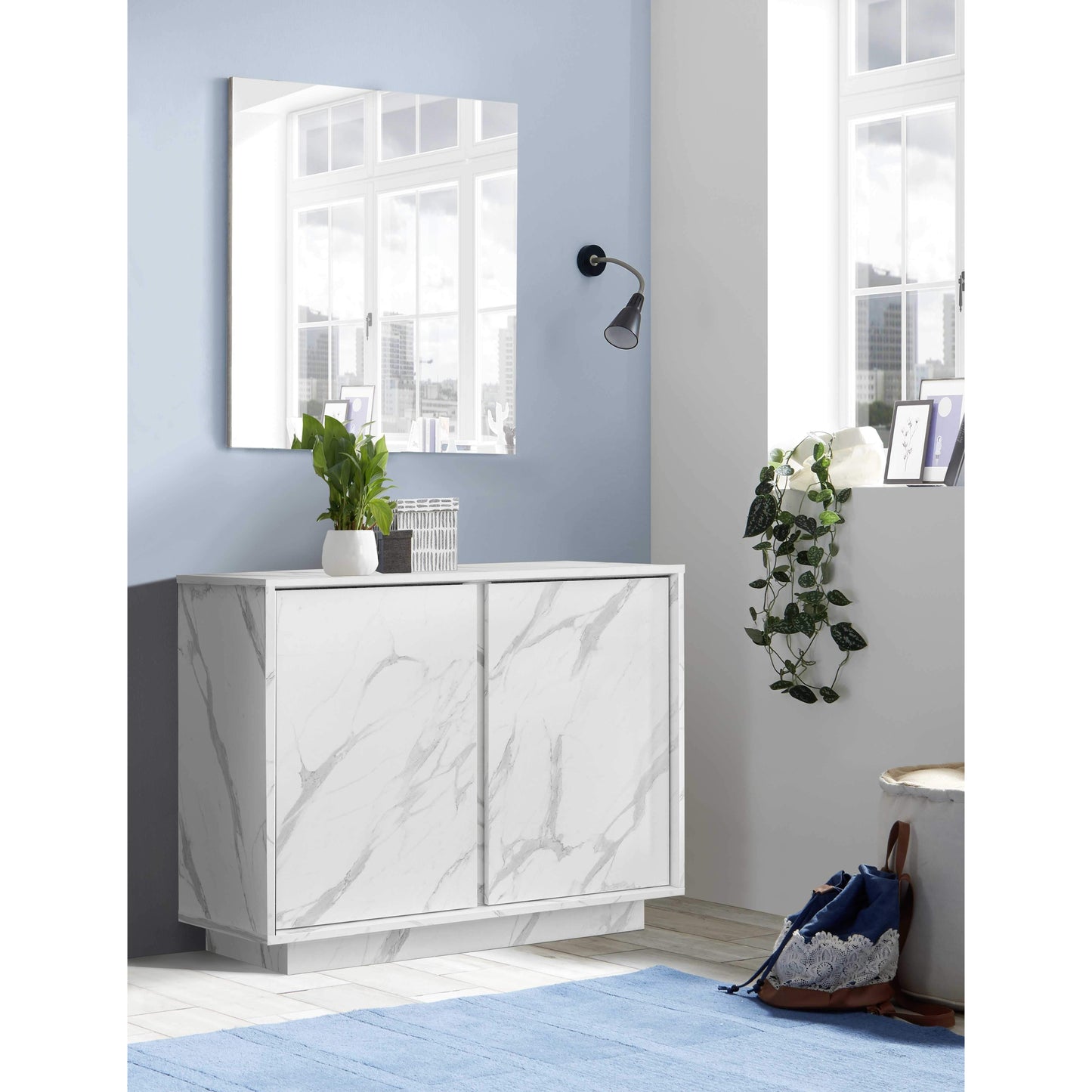 Glacia 2 Door White Marble Effect Sideboard - FurniComp