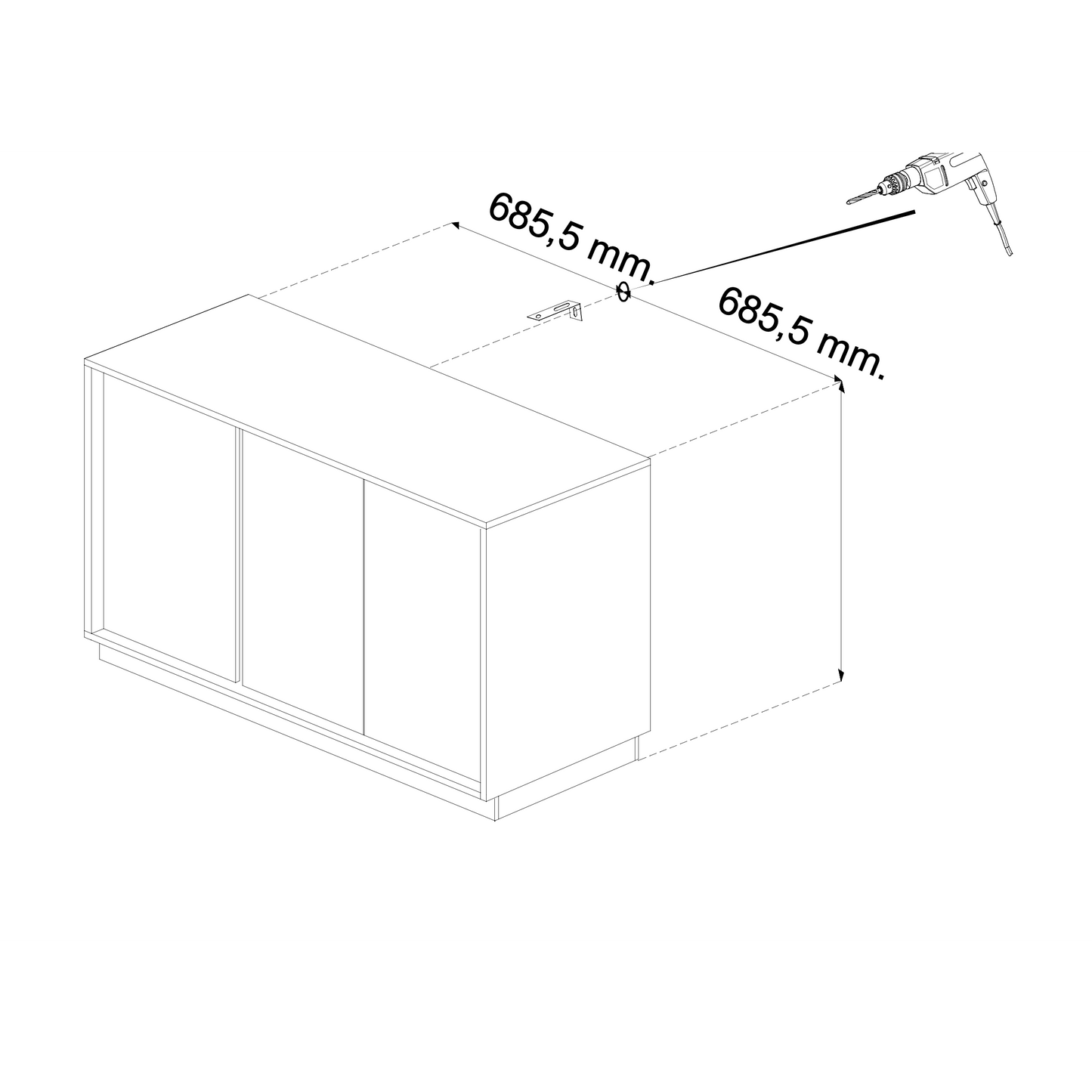 Glacia 3 Door White Marble Effect Sideboard - FurniComp