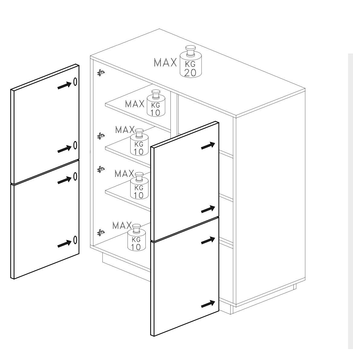 Glacia 4 Door White Gloss Tall Sideboard/Highboard - FurniComp