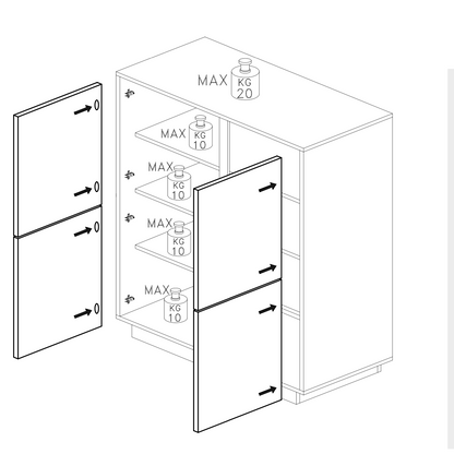 Glacia 4 Door White Gloss Tall Sideboard/Highboard - FurniComp