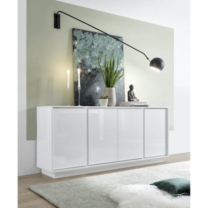 Glacia 4 Door White Gloss Sideboard - FurniComp