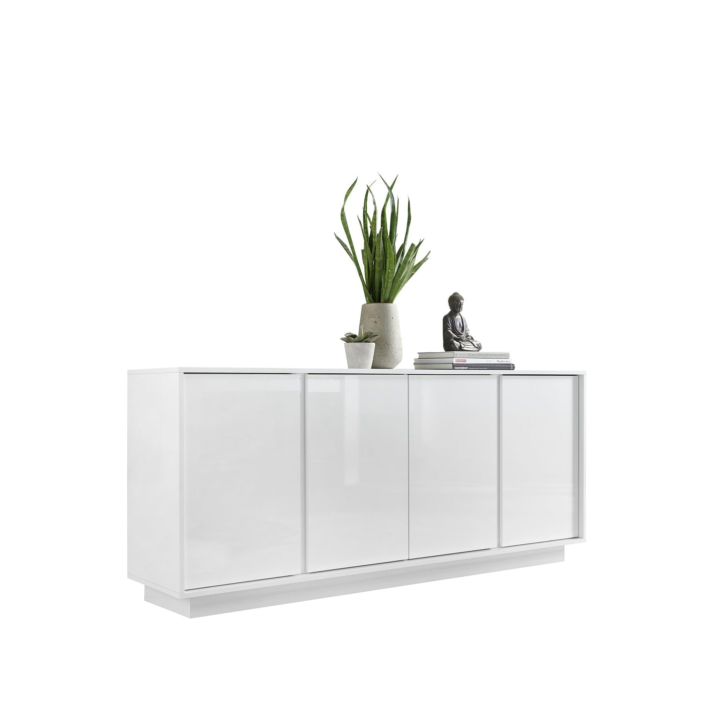 Glacia 4 Door White Gloss Sideboard - FurniComp