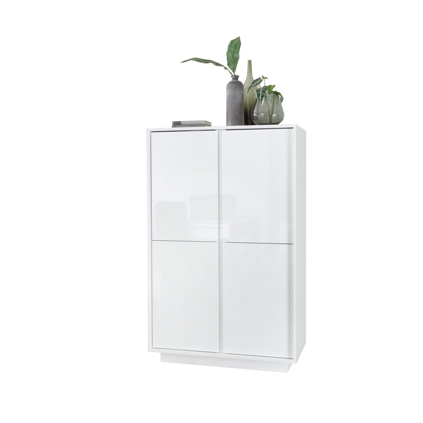 Glacia 4 Door White Gloss Tall Sideboard/Highboard - FurniComp