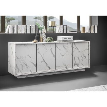 Glacia 4 Door White Marble Effect Sideboard - FurniComp