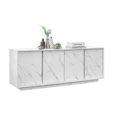 Glacia 4 Door White Marble Effect Sideboard - FurniComp