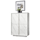 Glacia 4 Door White Marble Effect Tall Sideboard/Highboard - FurniComp