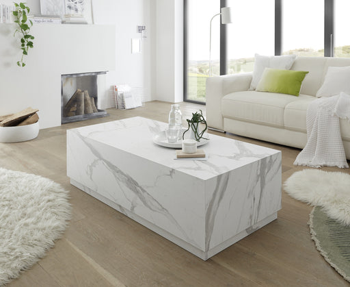 Glacia Rectangular White Marble Effect Coffee Table - FurniComp