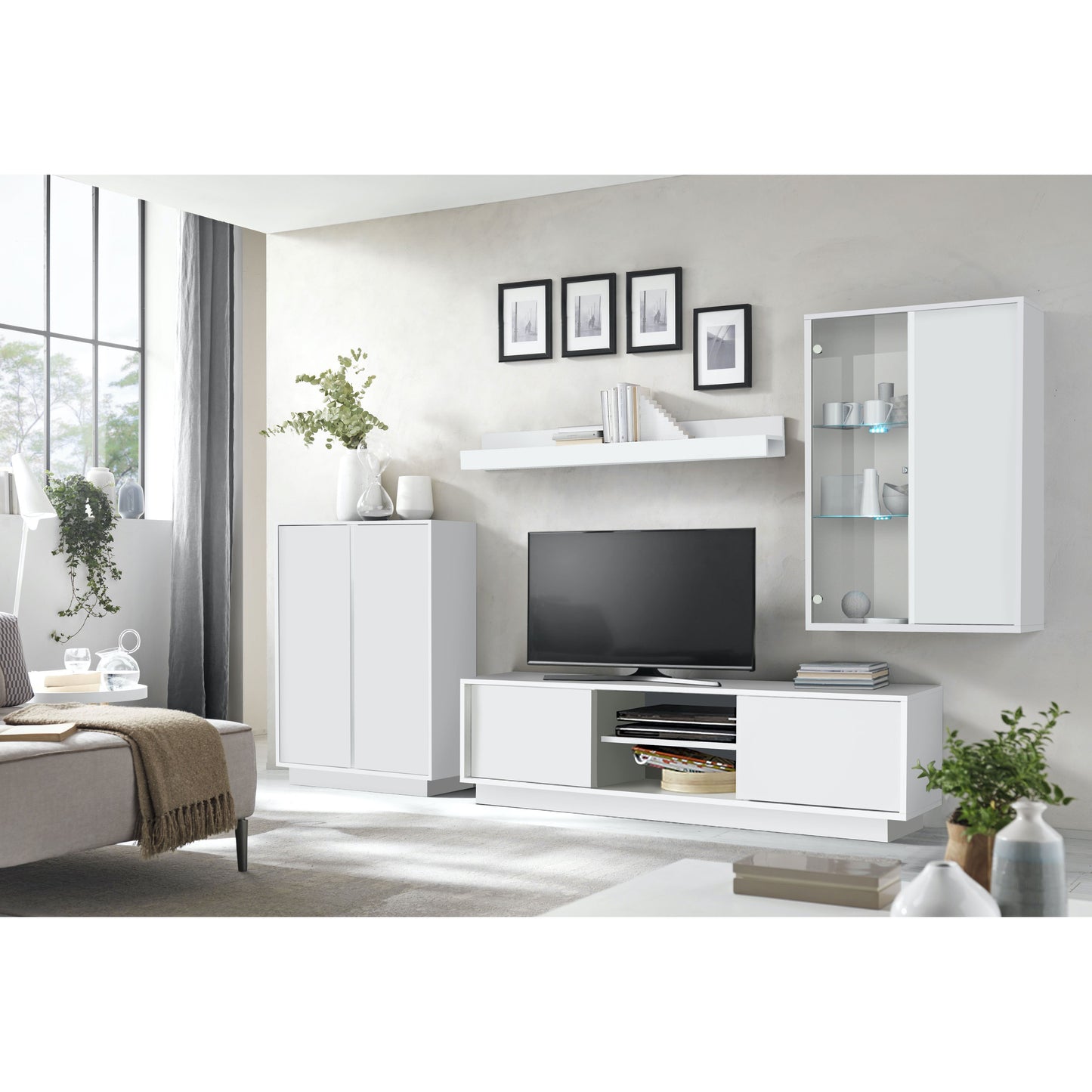 Glacia 2 Door White Gloss TV Unit - FurniComp