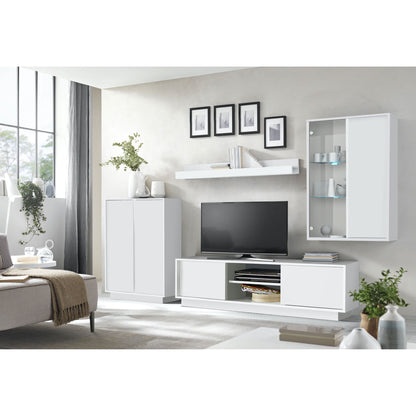 Glacia 2 Door White Gloss TV Unit - FurniComp