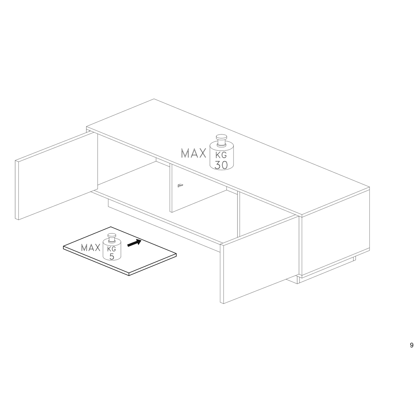 Glacia 2 Door White Marble Effect TV Unit - FurniComp