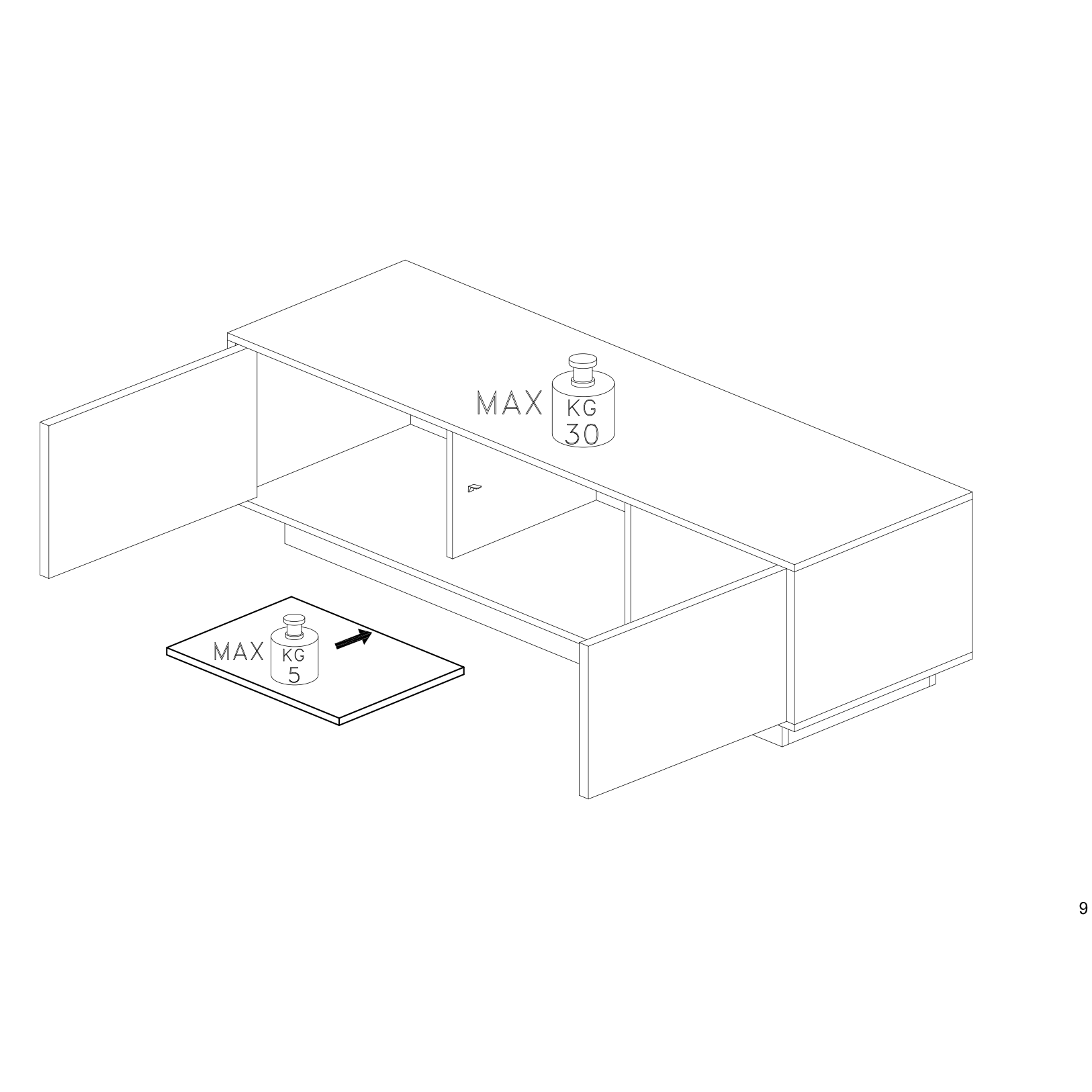 Glacia 2 Door White Marble Effect TV Unit - FurniComp