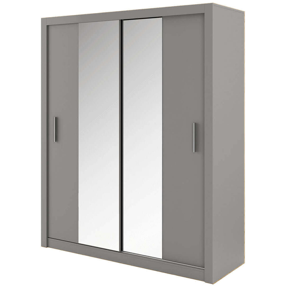 Austin 2 Door Grey 180cm Mirrored Sliding Door Wardrobe AU-03 - FurniComp