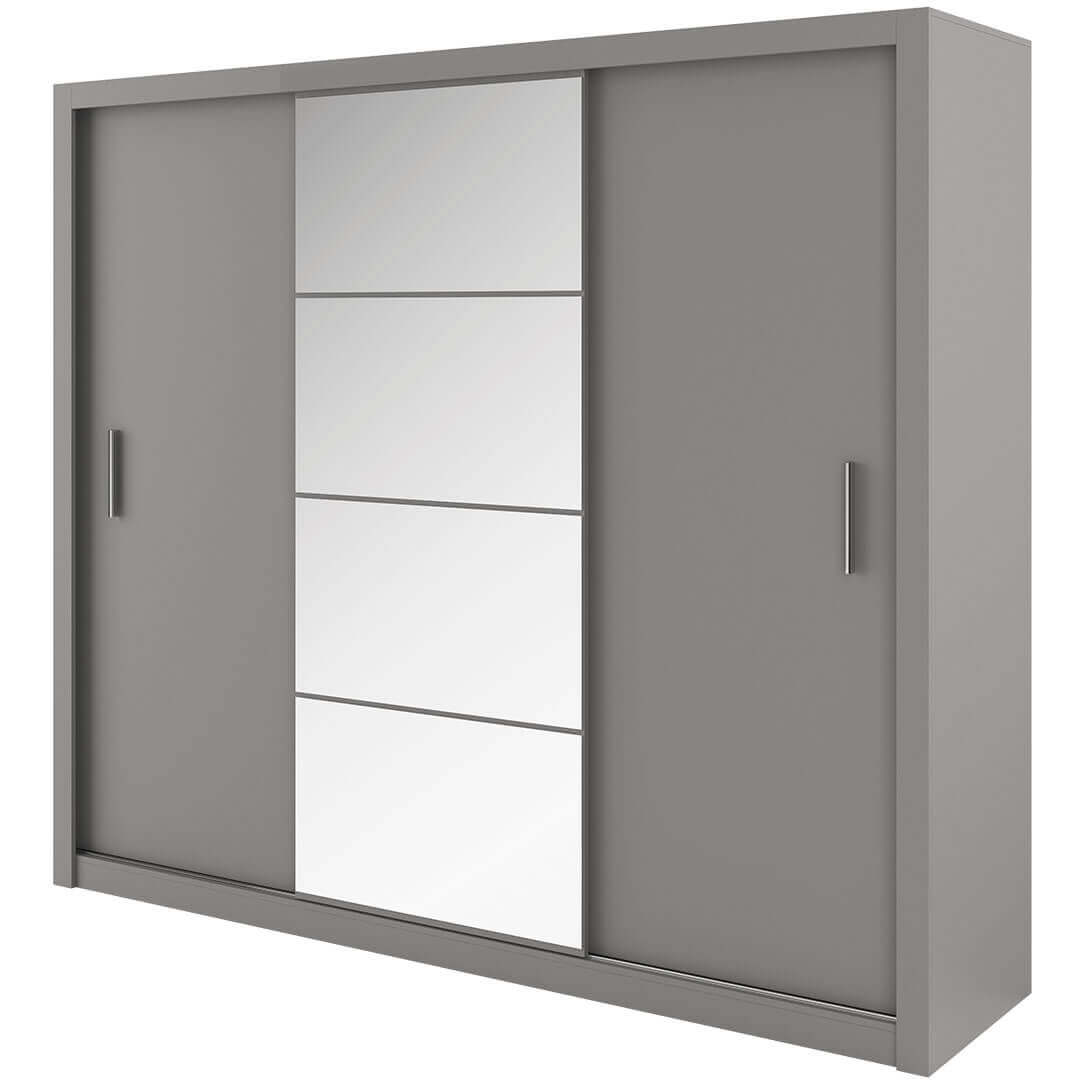 Austin Grey 3 Door 250cm Mirrored Sliding Door Wardrobe AU-01 - FurniComp