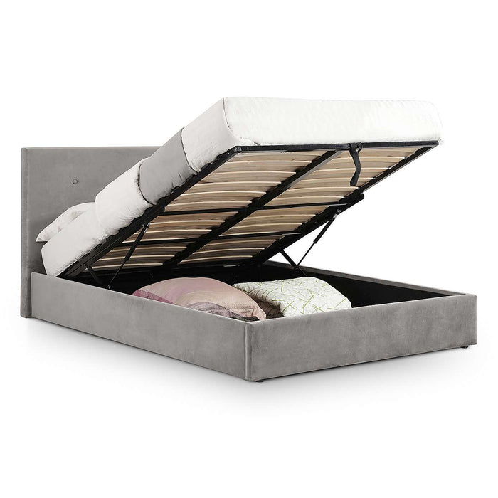 Haggerston Slate Grey Velvet Lift Up Storage Bed - FurniComp