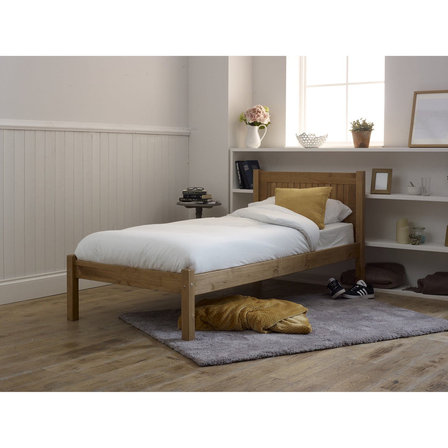 Hayes Pine Finish Wooden Bed Frame - FurniComp