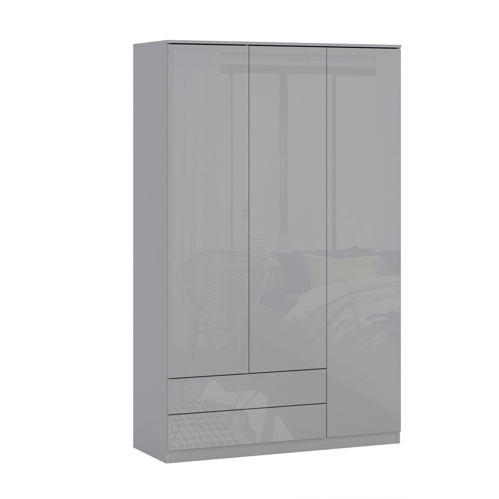 JAX 3 Door 2 Drawer Grey Wardrobe - FurniComp