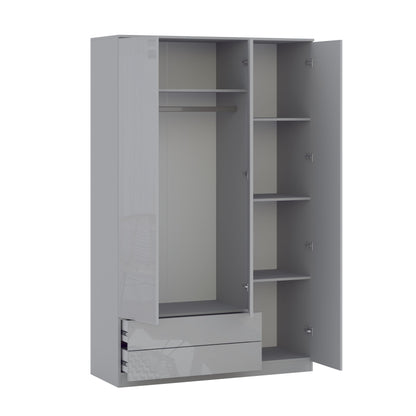 JAX 3 Door 2 Drawer Grey Wardrobe - FurniComp