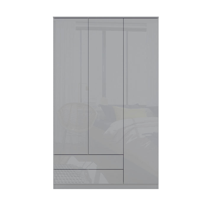 JAX 3 Door 2 Drawer Grey Wardrobe - FurniComp