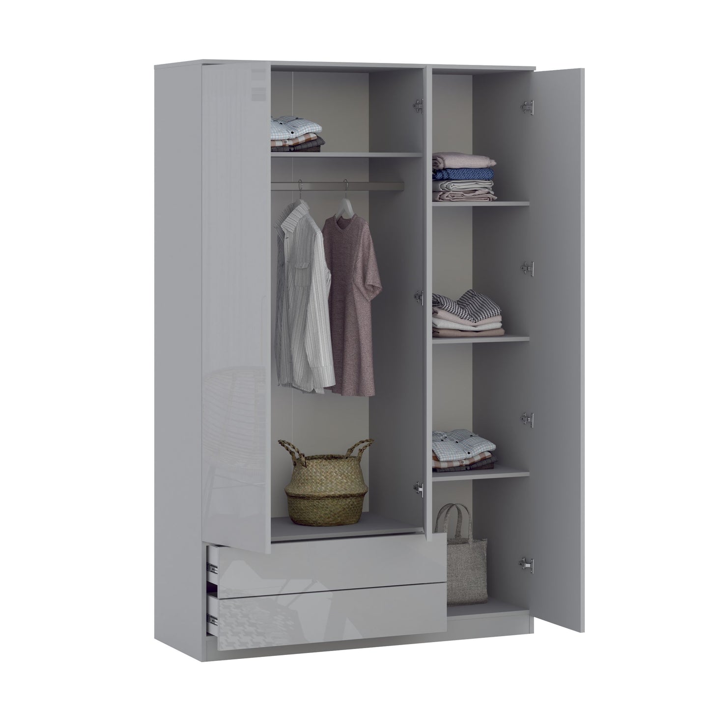 JAX 3 Door 2 Drawer Grey Wardrobe - FurniComp