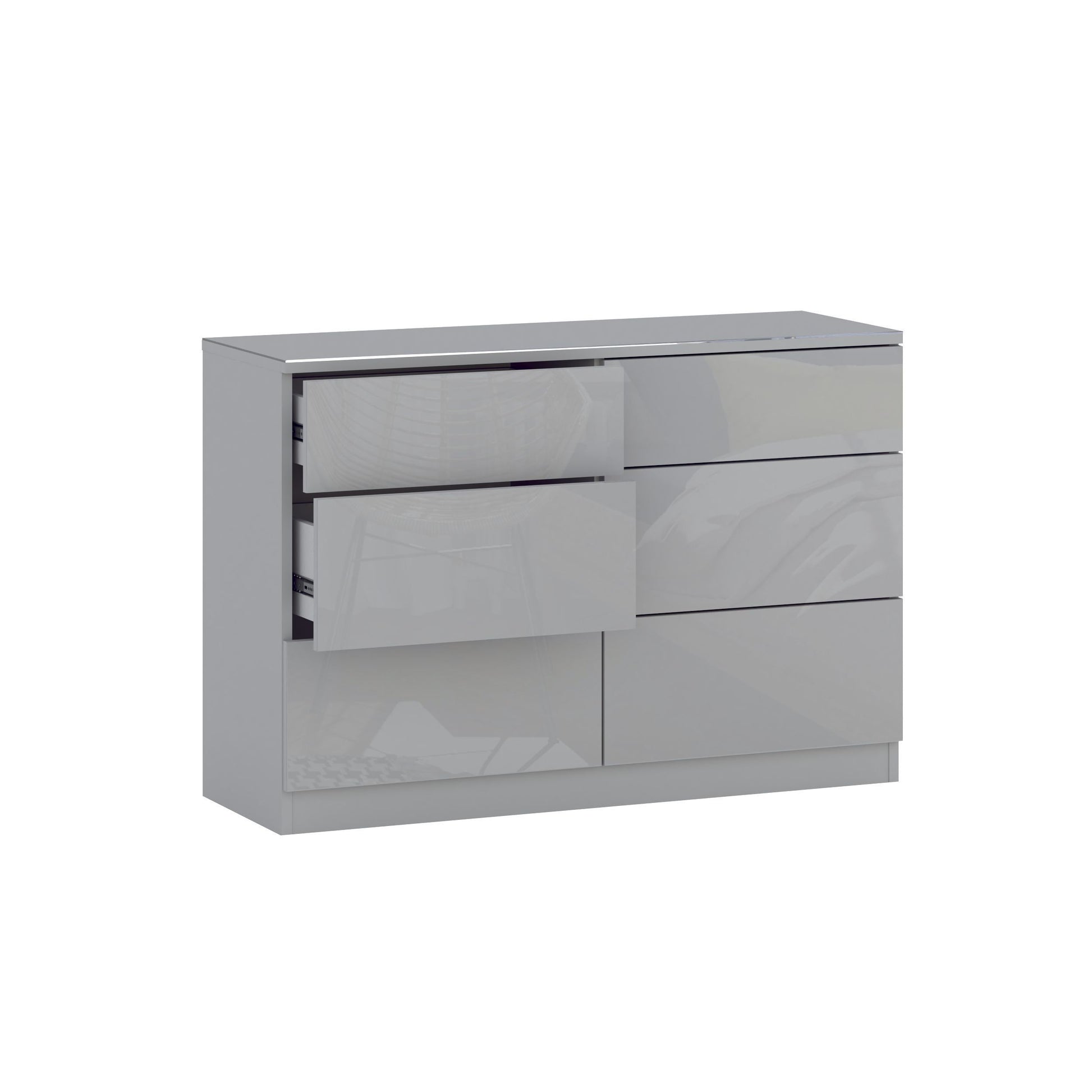 JAX 6 Drawer Grey Wide Chest of Drawers - FurniComp