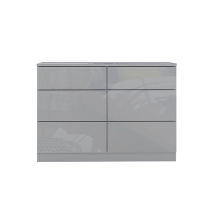 JAX 6 Drawer Grey Wide Chest of Drawers - FurniComp