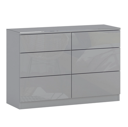 JAX 6 Drawer Grey Wide Chest of Drawers - FurniComp