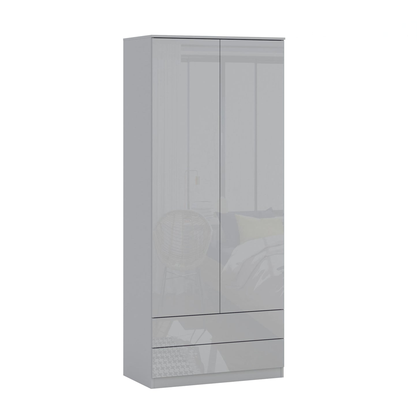 JAX 2 Door 2 Drawer Grey Wardrobe - FurniComp