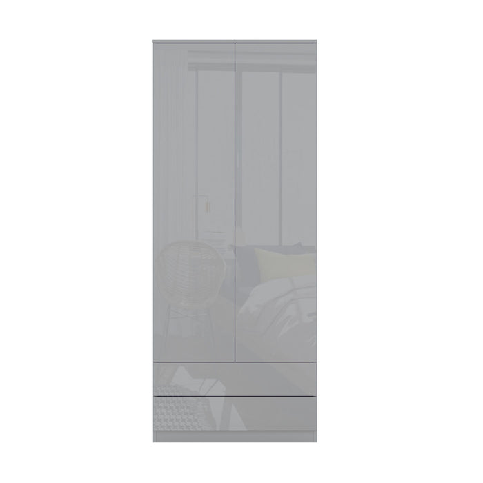 JAX 2 Door 2 Drawer Grey Wardrobe - FurniComp