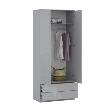 JAX 2 Door 2 Drawer Grey Wardrobe - FurniComp