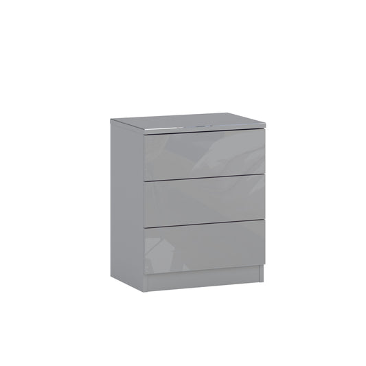 JAX 3 Drawer Grey Bedside - FurniComp