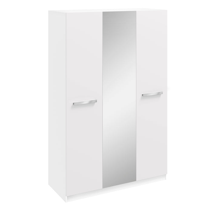Joy 3 Door High Gloss White Mirrored Wardrobe - FurniComp