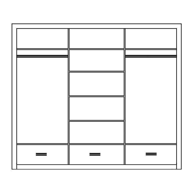 Klassy 3 Door 3 Drawer Matt Black Mirrored Sliding Door Wardrobe KL-01 - FurniComp