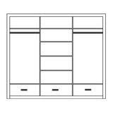 Klassy 3 Door 3 Drawer White Mirrored Sliding Door Wardrobe KL-01 - FurniComp