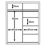 Klassy 2 Door 181cm Black Mirrored Sliding Door Wardrobe KL-03 - FurniComp