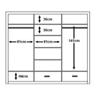 Klassy 3 Door 3 Drawer Matt Black Mirrored Sliding Door Wardrobe KL-01 - FurniComp