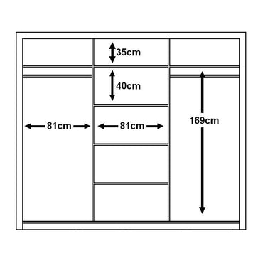 Klassy 3 Door 250cm Black Matt Mirrored Sliding Door Wardrobe KL-02 - FurniComp