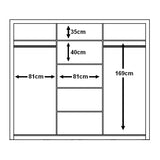 Klassy 3 Door 250cm White Mirrored Sliding Door Wardrobe KL-02 - FurniComp