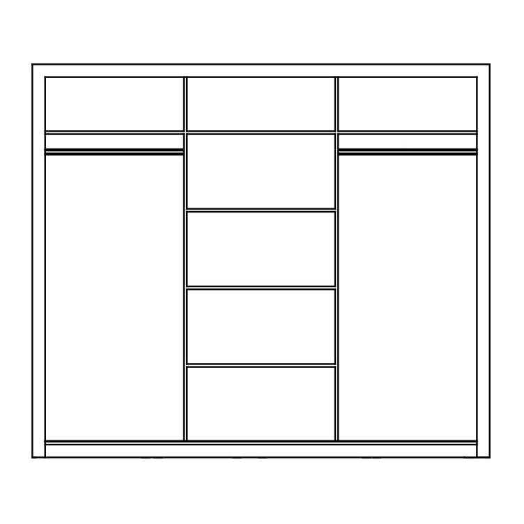 Klassy 3 Door 250cm Shetland Oak Mirrored Sliding Door Wardrobe KL-02 - FurniComp