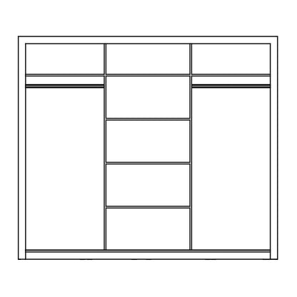 Klassy 3 Door 250cm Shetland Oak Mirrored Sliding Door Wardrobe KL-02 - FurniComp