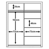 Klassy 2 Door 150cm White Mirrored Sliding Door Wardrobe KL-04 - FurniComp