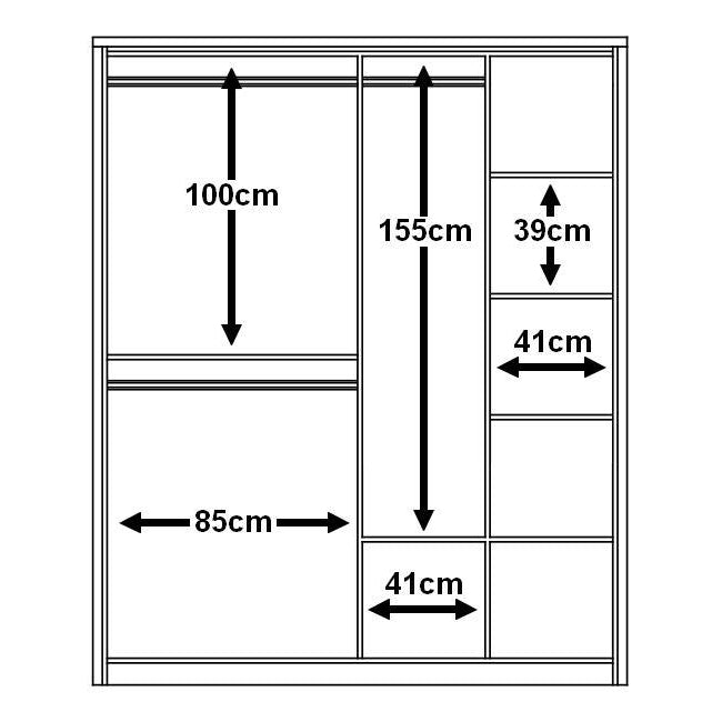 Klassy 2 Door Shetland Oak Mirrored Sliding Door Wardrobe KL-17 - FurniComp