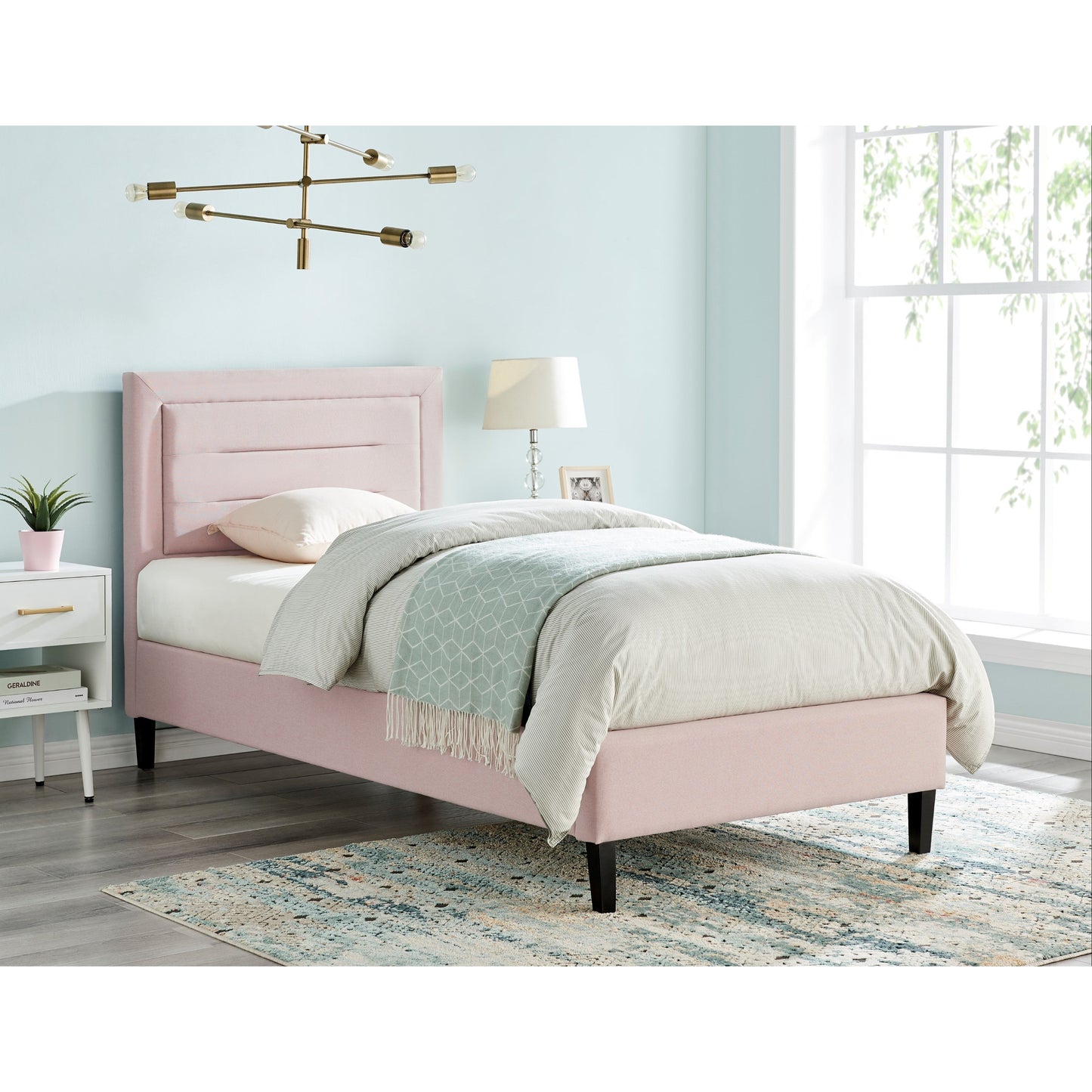 Kali Pink Fabric Bed Frame - FurniComp