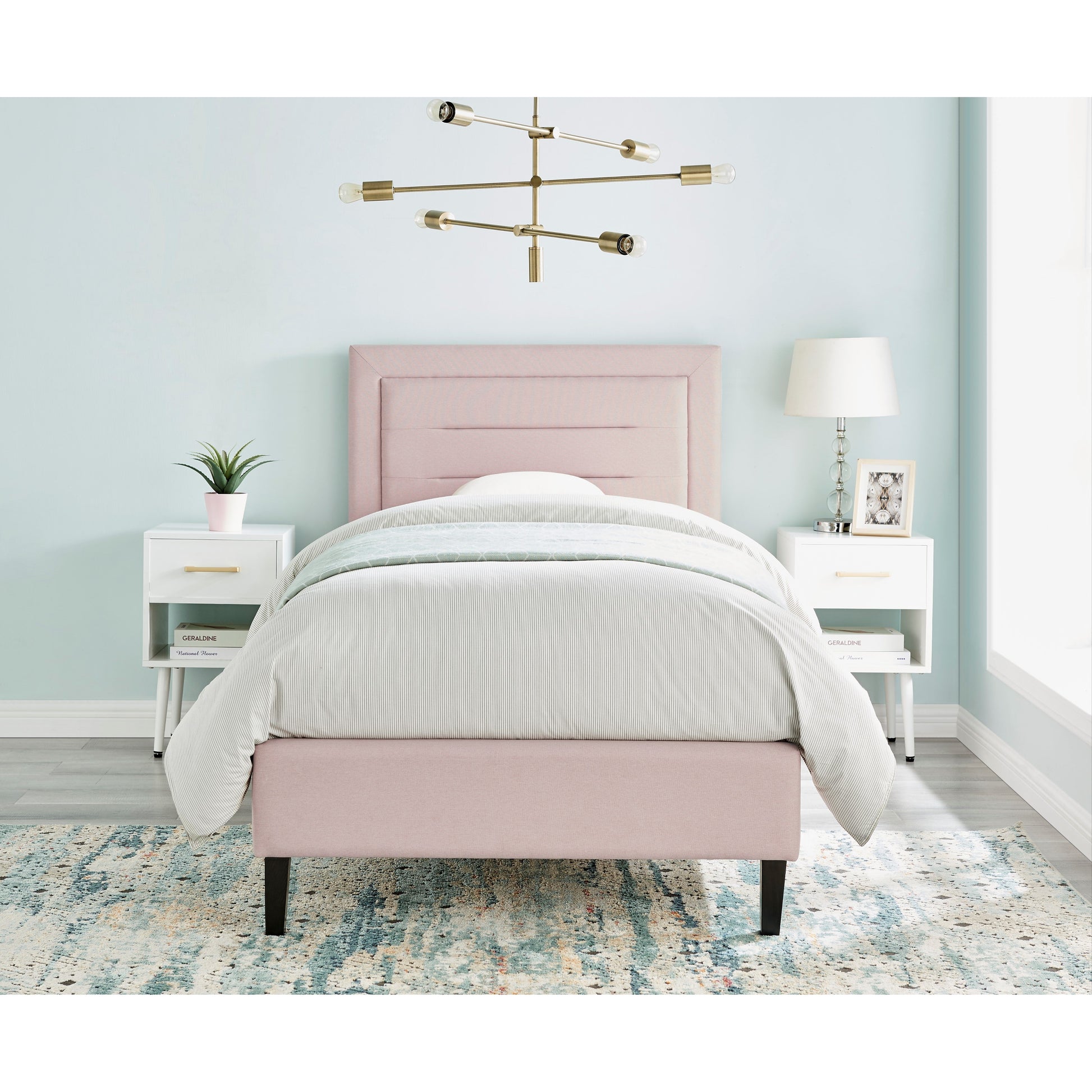 Kali Pink Fabric Bed Frame - FurniComp